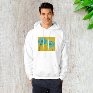 Bold Blue Daisy Art on Mustard Yellow Background Hoodie