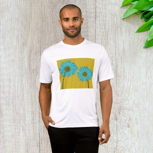 Bold Blue Daisy Art on Mustard Yellow Background T-Shirt