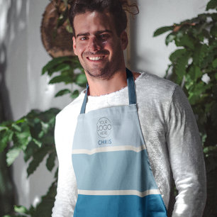 Bold Blue Gradient Stripe Logo  Apron