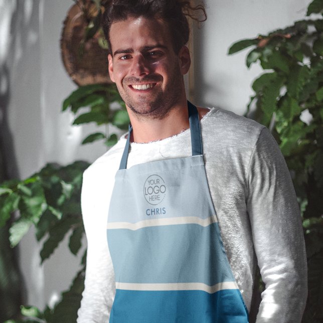 Bold Blue Gradient Stripe Logo  Apron (Creator Uploaded)