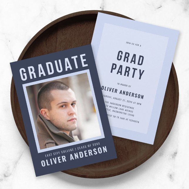 Bold Blue Graduate Announcement and Grad Party (Creator Uploaded)