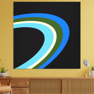 Bold Blue Green Black Saturn's Rings Reimagined Canvas Print