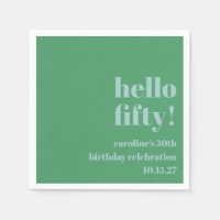 Bold Blue Green Cute Modern Custom 50th Birthday