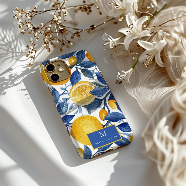 Bold Blue Italian Positano Lemon Case-Mate iPhone Case (Creator Uploaded)
