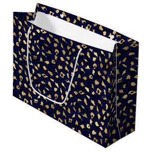 Bold Blue Leopard Print   Glam Animal Pattern Large Gift Bag
