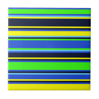 Bold Blue, Lime, & Yellow Striped Tile