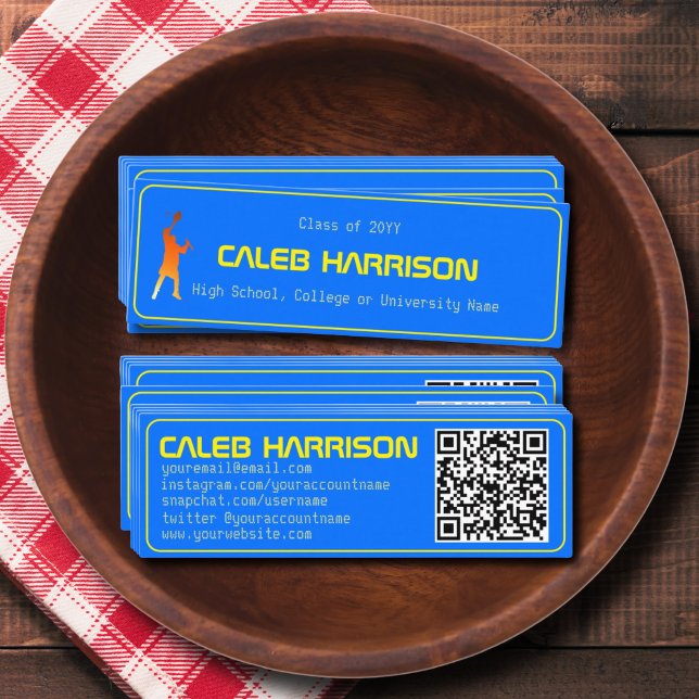 Bold Blue Modern Tech Graduation  Mini Business Card (Creator Uploaded)