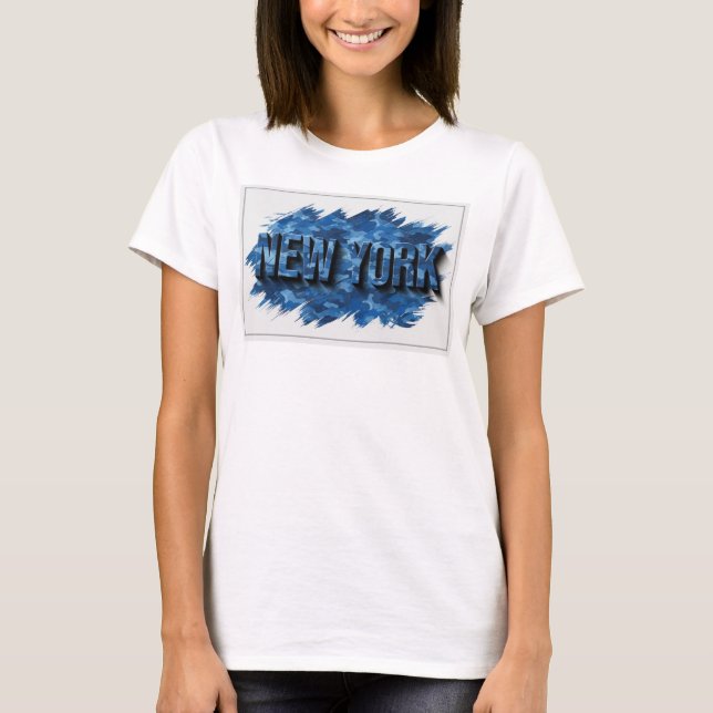 Bold Blue NEW YORK Text Design T-Shirt (Front)