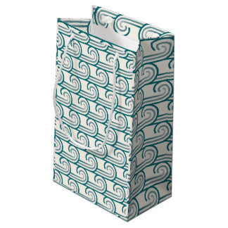 Bold Blue Ocean Waves Pattern Small Gift Bag