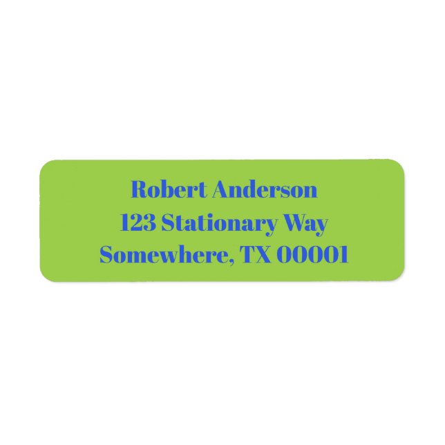 Bold Blue On Lime Green Birthday Party Address (Front)