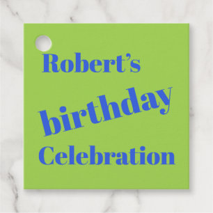 Bold Blue On Lime Green Birthday Party  Favour Tags