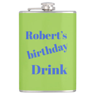 Bold Blue On Lime Green Birthday Party  Hip Flask