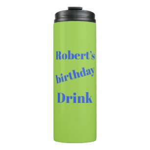 Bold Blue On Lime Green Birthday Party  Thermal Tumbler