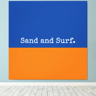Bold Blue Orange Seashore Minimalist Abstract Canvas Print