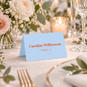 Bold Blue Orange Typography Custom Place Card