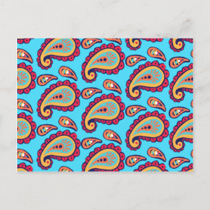 Bold Blue Paisley Postcard