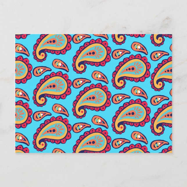 Bold Blue Paisley Postcard (Front)