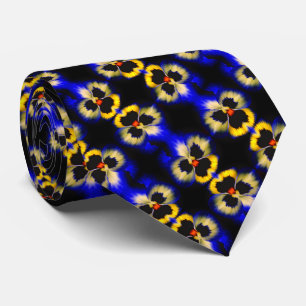 Bold Blue Pansy Flower Abstract Pattern    Tie