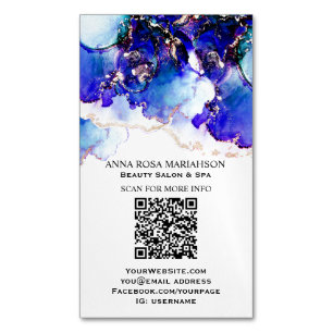 *~* BOLD Blue QR CODE Yummy Gold Gilded AP29 Magnetic Business Card