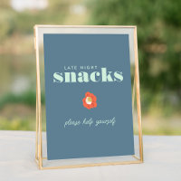 Bold Blue Typography Snack Bar Wedding Sign