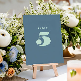 Bold Blue Typography Table Number Card