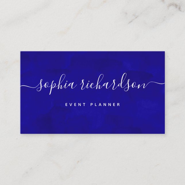 Bold Blue | Watercolor and Script Business Card (Front)