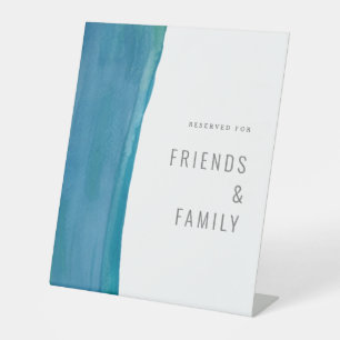 Bold blue watercolor wave wedding sign