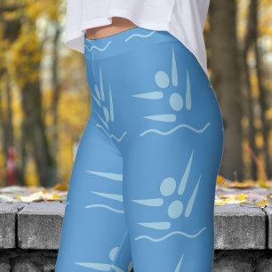 Bold Blue Womens Synchronised Swimming Pattern Leggings