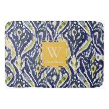 Bold Blue Yellow Abstract Classy Ikat Monogram