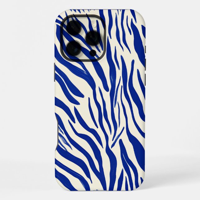 Bold Blue Zebra Print: Modern Minimalist Pattern  iPhone Case (Back)