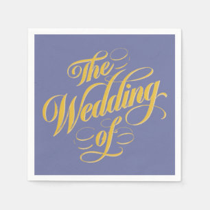 Bold Blueberry On Sunshine Typography Wedding Napkin