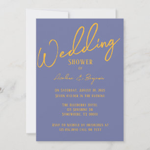 Bold Blueberry Sunshine Typography Wedding Shower Invitation
