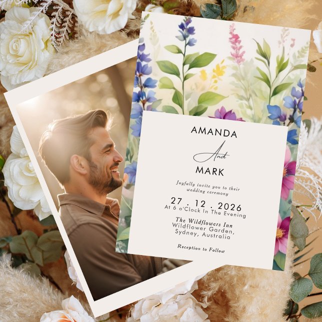 Bold Bohemian Colourful Wildflower Unique Wedding  Invitation (Creator Uploaded)