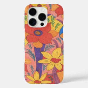 Bold Bohemian Orange Garden Print iPhone 16 Pro Case