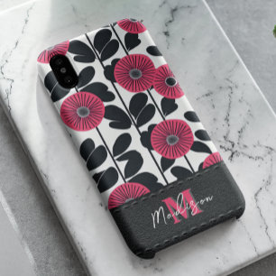 Bold Boho Floral Pattern Monogram iPhone 15 Case