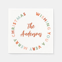 Bold Boho Merry Christmas Wishes Family Name Colou