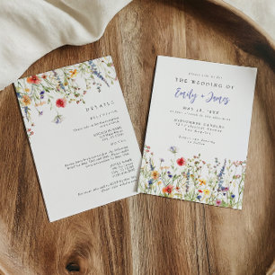 Bold Boho Wildflower All in One Wedding Invitation