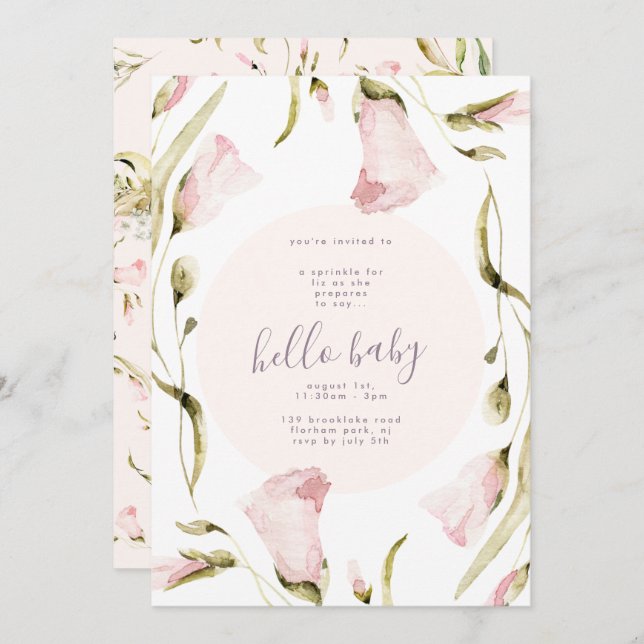 Bold Boho Wildflower Garden Hello Baby Shower Invitation (Front/Back)