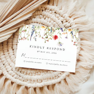 Bold Boho Wildflower Wedding RSVP Card