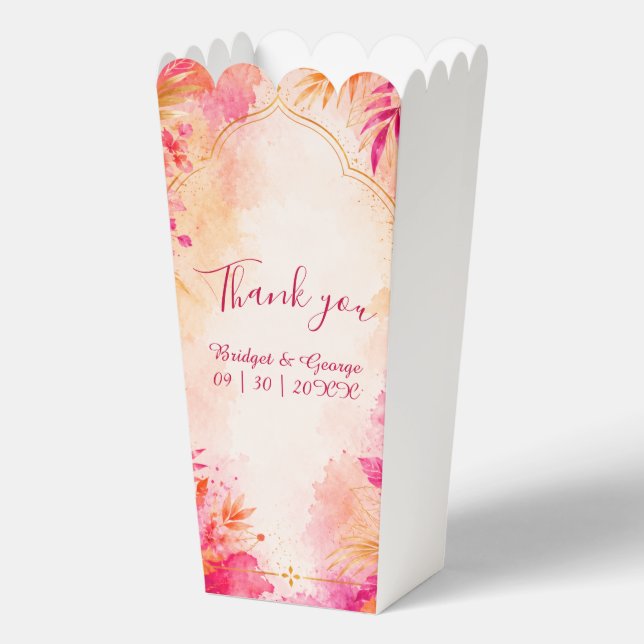 Bold Bollywood Hawaii Arch Tropical wedding Favour Box (Front)
