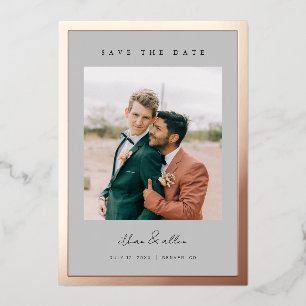 Bold Border Foil Save the Date Minimal Photo Cards