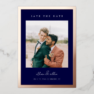 Bold Border Foil Save the Date Minimal Photo Cards