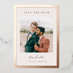 Bold Border Foil Save the Date Minimal Photo Cards