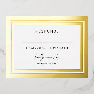 Bold Border Modern Wedding RSVP Foil Invitation Postcard