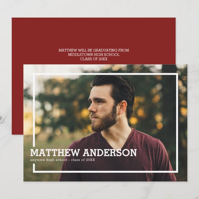 Bold Border Photo Graduation Party Invitation (Front/Back)