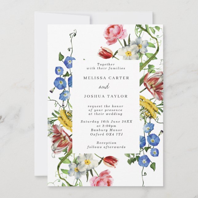 Bold Botanical Still Life Floral Frame Wedding Invitation (Front)