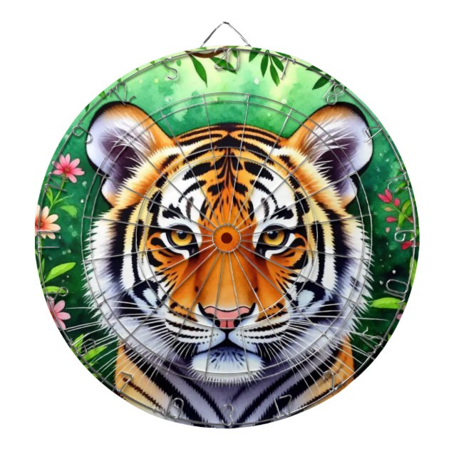 Bold Botanical Tiger cub  Dartboard (Front)