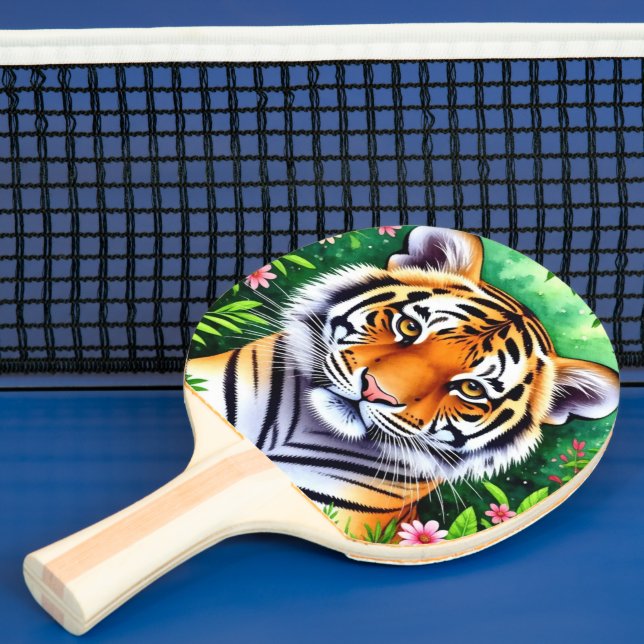 Bold Botanical Tiger cub  Ping Pong Paddle (Insitu)