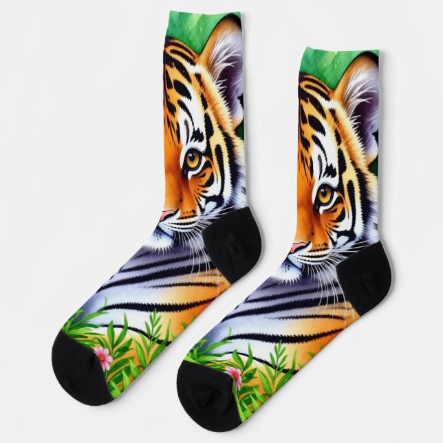 Bold Botanical Tiger cub Socks (Left)