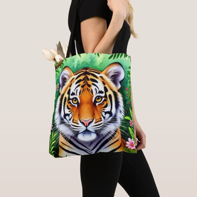 Bold Botanical Tiger cub  Tote Bag (Close Up)